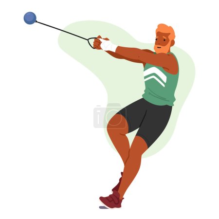 Illustration for Shot Put Athlete, Powerful And Precise, Launches A Heavy Metal Ball With Controlled Force, Showcasing Strength, Technique, And Determination In Each Explosive Throw. Cartoon People Vector Illustration - Royalty Free Image