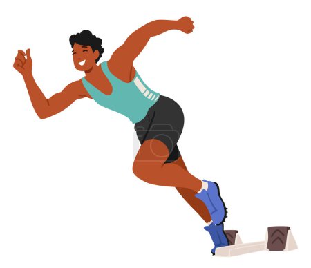 Illustration for Dedicated Athlete Runner Displays Exceptional Speed, Endurance, And Discipline, Pushing Physical Limits With Each Stride, Embodying Resilience And Unwavering Commitment To Peak Performance, Vector - Royalty Free Image