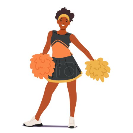 Illustration for Vibrant Cheerleader Girl Radiates Energy And Positivity. With Spirited Routines, Infectious Enthusiasm, And A Megawatt Smile, She Boosts Team Morale And Captivates Audiences With Her Dynamic Presence - Royalty Free Image