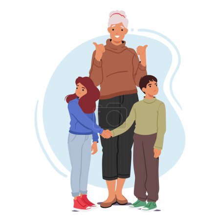Illustration for Grandmother Mediates, Fostering Empathy And Understanding, Guiding Kids Through Conflict Resolution, Nurturing Communication Skills For Peaceful Resolution And Stronger Relationships, Vector Scene - Royalty Free Image