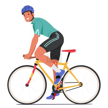 Illustration for Sportsman Cyclist Is A Dedicated Athlete, Mastering Endurance And Speed On Two Wheels, Excelling In Races Over Diverse Terrains, Combining Physical Strength With Strategic Prowess. Vector Illustration - Royalty Free Image