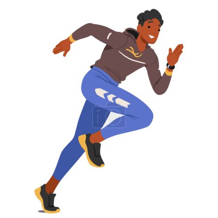 Young Man Athlete Character Dashes Gracefully, His Muscles Flexing With Each Stride, Determination Etched On His Face As He Pushes Forward With Speed And Purpose. Cartoon People Vector Illustration