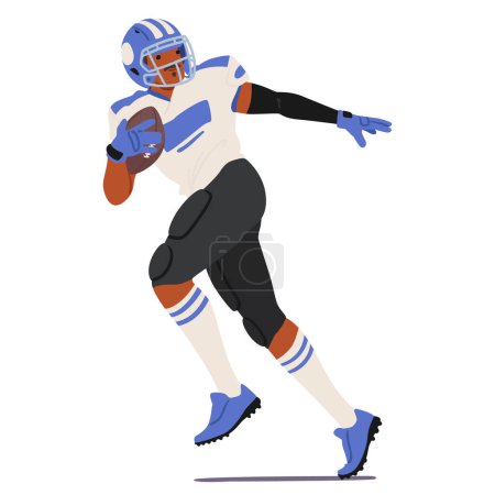 Powerful Rugby Player Character Charges Forward, Clutching The Ball Tightly, Dodging Tackles And Striving To Breach Opposition Defense With Speed And Determination. Cartoon People Vector Illustration