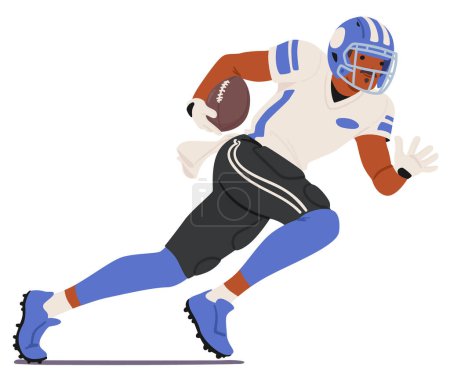 Rugby Player Character Charges Forward, Clutching The Ball Tightly, Dodging Tackles, And Aiming For The Try Line With Sheer Determination And Strength. Cartoon People Vector Illustration