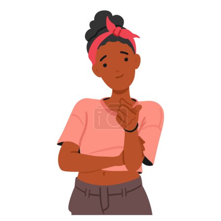Ilustración de Joven mujer negra confiada señalando directamente al espectador con su dedo índice, personaje femenino africano mostrando determinación y asertividad en su mirada. Dibujos animados Gente Vector Ilustración - Imagen libre de derechos