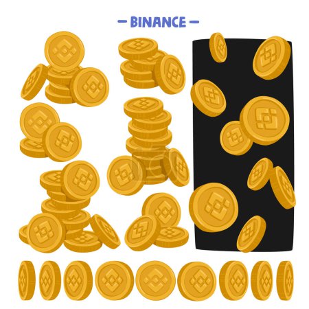 Illustration for Binance Hosts A Range Of Cryptocurrencies, Its Native Token Binance Coin or Bnb, Used For Trading Fee Discounts And Ecosystem Utilities. Offering High Liquidity Services. Cartoon Vector Illustration - Royalty Free Image