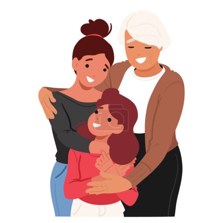 Multi-generational Family Moment With Grandmother, Mother And Child In A Cozy Embrace, Evoking Feelings Of Love, Family Bonds, And Generational Continuity. Mother Day, Togetherness And Heritage Theme