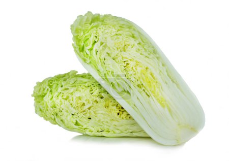 Photo for Fresh chinese cabbage slice  on white background. - Royalty Free Image