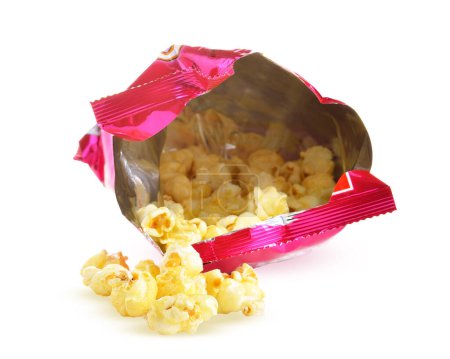 Photo for A bag of popcorn  snack in packet on  white bacground. - Royalty Free Image