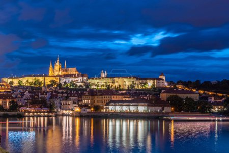 Photo for Panoramic view of Prague Castle at night - Royalty Free Image