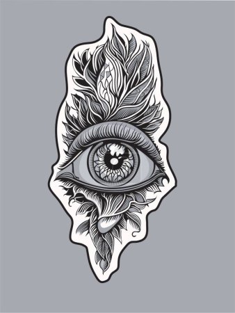 Illustration for The eye tattoo created by Esancai V2 - Royalty Free Image