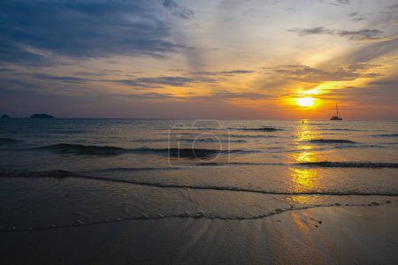 Serenity sea beach wave sunset sky with cloud nature landscape summer vacation