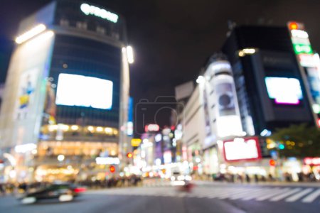 Photo for Abstract light blurred view of transport and people in Shibuya cross road, Tokyo, Japan - Royalty Free Image