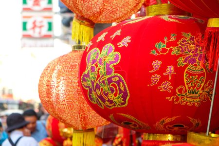 Foto de Decoraciones chinas de año nuevo en Chinatown, Tailandia - Imagen libre de derechos