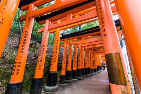 Téléchargez les photos : Porte Tori Rouge au Sanctuaire Fushimi Inari à Kyoto, Japon - en image libre de droit