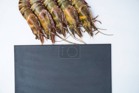 Photo for Tiger prawn seafood shrimp on white background raw shrimp food - Royalty Free Image