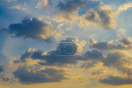 Photo for Sunset sky with cloud atmosphere outdoor nature background calm down feeling - Royalty Free Image