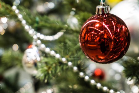 Photo for Christmas tree with ball ornament decoration, Party festifal - Royalty Free Image