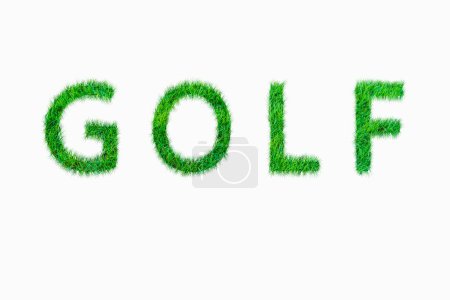 Photo for Golf alphabet from green nature grass on white background - Royalty Free Image