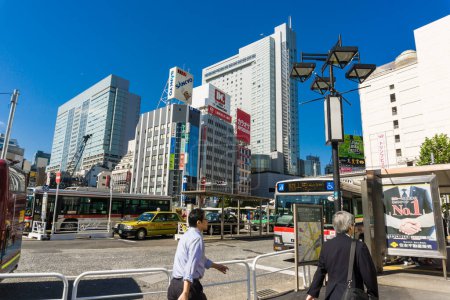 Photo for TOKYO, JAPAN - October 24, 2016: Shibuya, It's the shopping district which surrounds Shibuya railway station. This area is known as one of the fashion centers and major nightlife of Japan on October 24, 2016. - Royalty Free Image