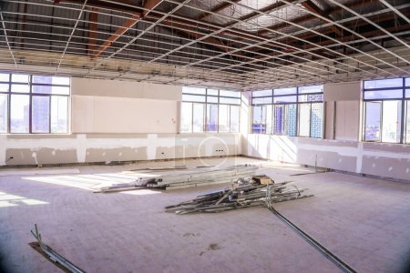 Photo for Renovate building new house with frame of suspended ceiling construction site - Royalty Free Image