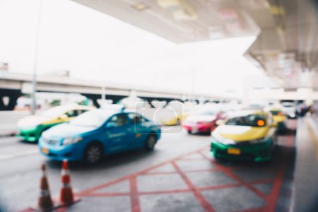 Photo for Abstract blurred city taxi in passenger airport Donmueang Bangkok Thailand - Royalty Free Image