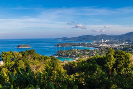 Photo for 3 bay Karon View Point exotic sea water Chalong bay on south of Phuket island in Thailand - Royalty Free Image
