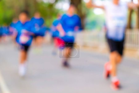 Photo for Blurred marathon running hurry up of people, Healthy activity background - Royalty Free Image