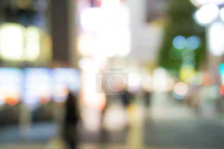 Photo for Abstract blurred night city road building people at Shibuya junction road Tokyo Japan - Royalty Free Image
