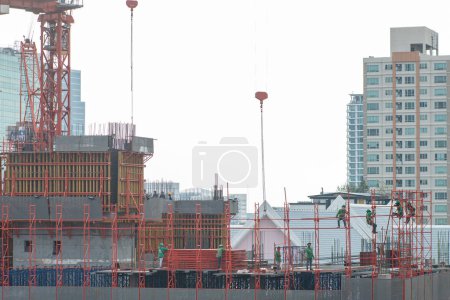 Photo for Construction site office building in Bangkok city Thailand hi rise building industry - Royalty Free Image