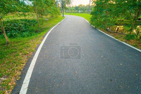 Photo for Asphalt walking, running and bike road in city park - Royalty Free Image
