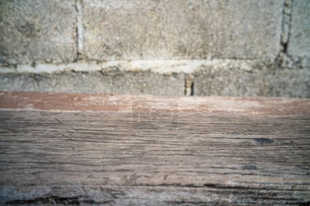 Foto de Abstrack viejo rústico de madera con fondo de ladrillo vacío poner maqueta hasta - Imagen libre de derechos