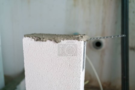 Foto de Revestimiento de cemento con ladrillo blanco edificio interior nueva casa renovar la industria - Imagen libre de derechos