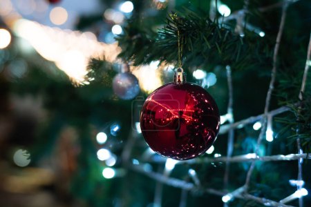 Photo for Christmas baubles on luxury pine tree branch - Royalty Free Image