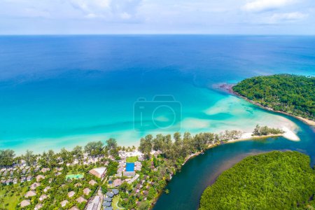 Photo for Tropical rain mangrove forest river and green trees on island aerial view - Royalty Free Image