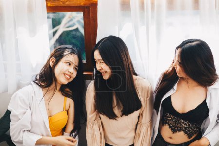 Photo for Shopping and business concept group of asian young women with credit card ready for shopping - Royalty Free Image