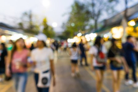 Photo for Blurred people walking in Chatuchak JJ outdoor market for shopping - Royalty Free Image