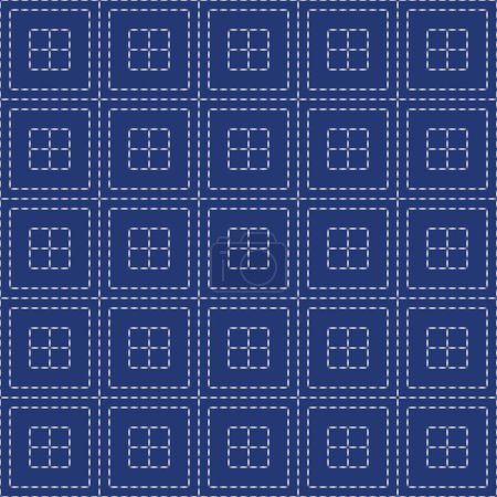 Illustration for Japanese Sashiko Seamless Vector Patterns. Asian Embroidery Motifs. Abstract Repeating Geometric Backgrounds - Royalty Free Image