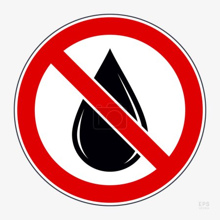 Not Drinking Water. Prohibition Sign: Drinking Water from this Tap is Not Allowed. Drink this Water is Prohibited - Symbol Template. Vector Printable Sign