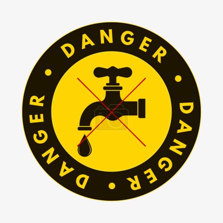 Not Drinking Water. Prohibition Sign: Drinking Water from this Tap is Not Allowed. Drink this Water is Prohibited - Symbol Template. Vector Printable Sign