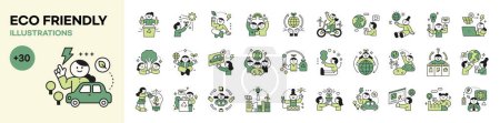 Illustration for Activities for environmental protection. Eco friendly people mega set. - Royalty Free Image