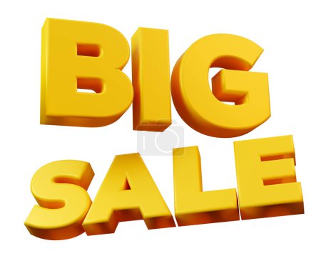 Gold yellow big sale icon sign for shopping promotion discount 3d render illustration