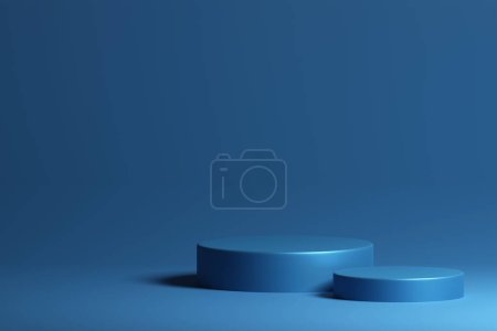 Photo for 3d render product display podium showcase on blue background - Royalty Free Image