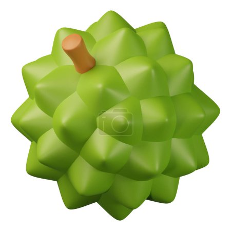 Ilustración de icono de fruta durian 3D