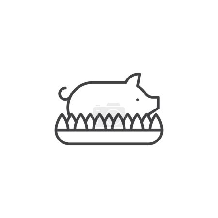 Illustration for Roasted Pork line icon. linear style sign for mobile concept and web design. - Royalty Free Image