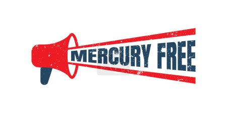 Téléchargez les illustrations : Mégaphone Mercury Free Stamp graphique vectoriel, Grunge rouge - en licence libre de droit