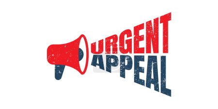 Illustration for Megaphone Urgent appeal grunge rubber stamp on white background, vector illustration - Royalty Free Image