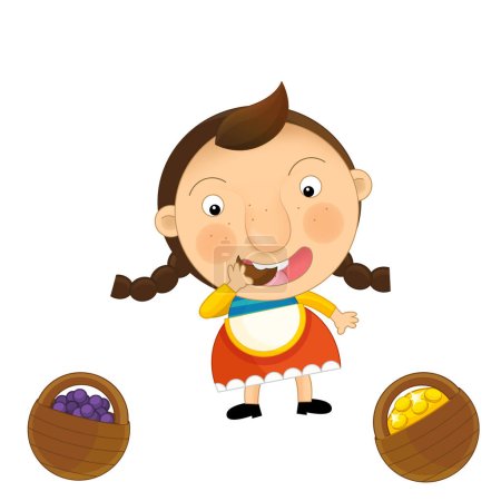 Photo for Cartoon farm character farmer woman girl child isolated illustration for kids - Royalty Free Image