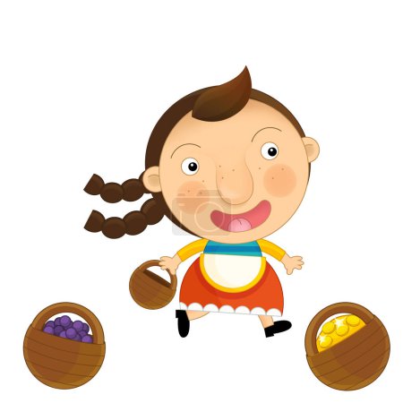 Photo for Cartoon farm character farmer woman girl child isolated illustration for kids - Royalty Free Image