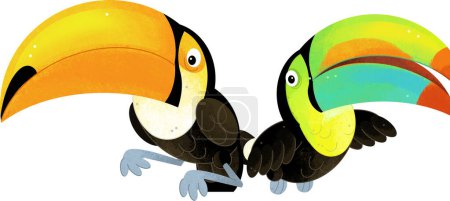 Foto de Dibujos animados animal feliz pájaro tropical tucán ilustración aislada para niños - Imagen libre de derechos